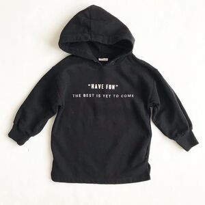 Zara black “HAVE FUN” hooded sweatshirt EUC 6Y